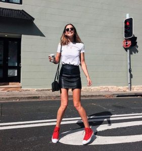 look com saia reta e tenis